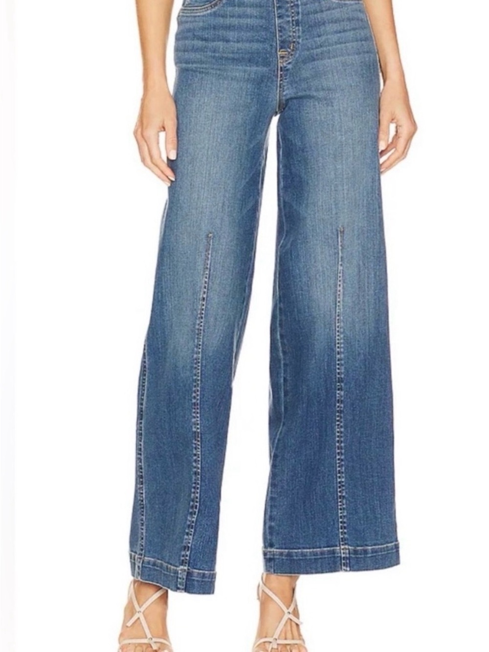 Spanx Seamed-Front Wide Leg Jeans, Vintage Indigo Small Petite NWOT